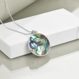 image-Sterling Silver Ocean Wave Abalone Shellfish Necklace Starfish Pendant Ocean Jewelry