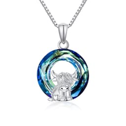 image-Highland Cow Necklace Anklet for Women 925 Sterling Silver Cow Crystal Necklace