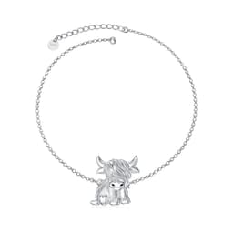 image-Highland Cow Necklace Anklet for Women 925 Sterling Silver Cow Crystal Necklace