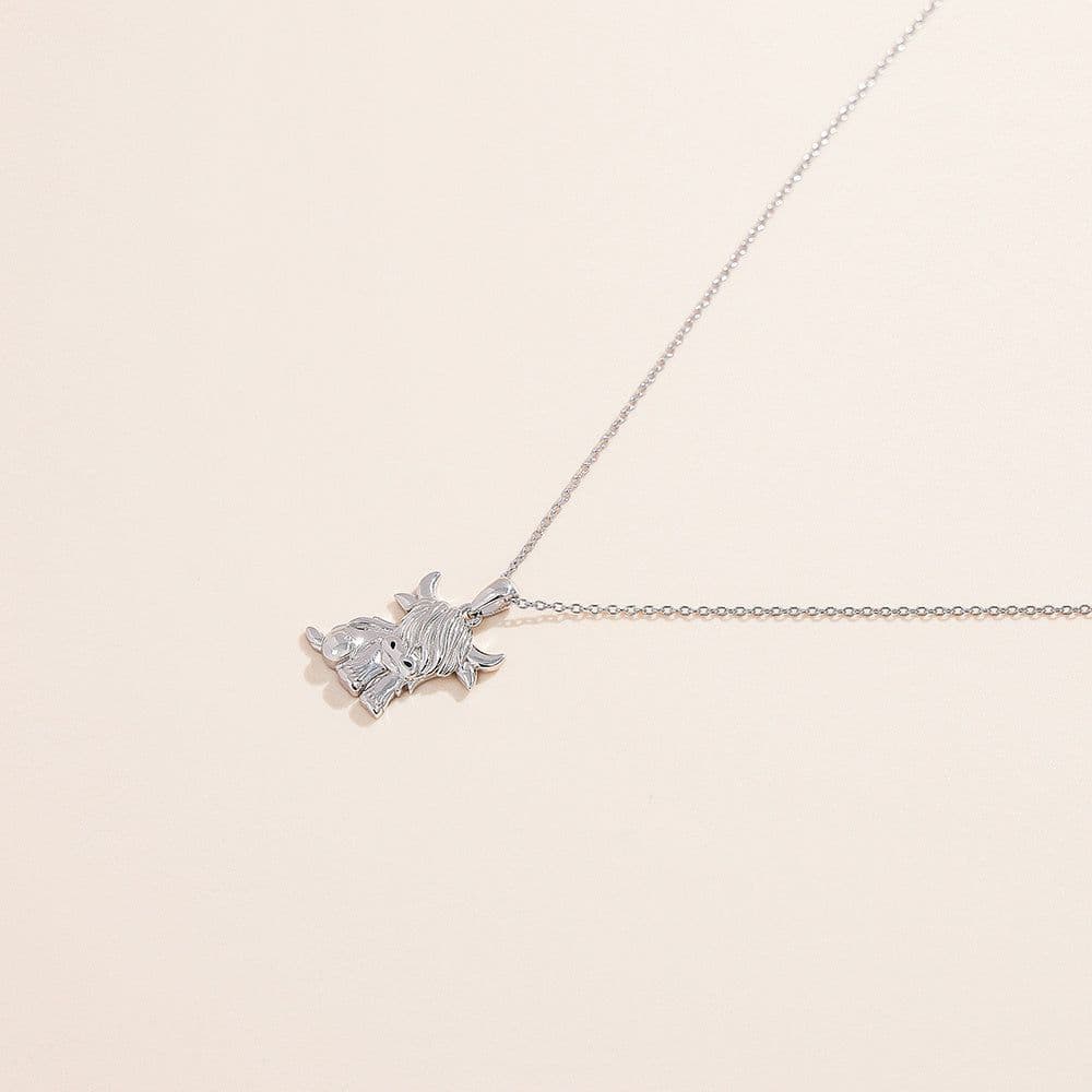 image-Highland Cow Necklace Anklet for Women 925 Sterling Silver Cow Crystal Necklace