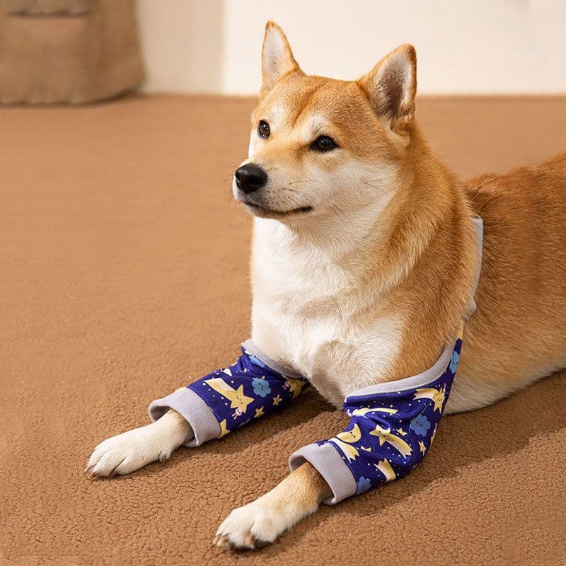 image-Dogs Knee Protector Pad For Calluses, Dog Knee Brace, Front Elbow Support Wrap, Dog Sleeves For Wounds Dog Elbow Callus Treatment For Medium Large Dogs With Scarf