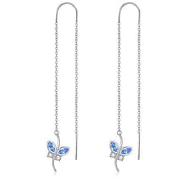 image-Butterfly with Simulated Crystal from Austria in White Gold Plated Sterling Silver