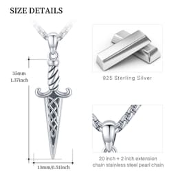 image-Silver Celtic-style Double-Edged Dagger Retro Pendant Necklace Irish Jewelry Gift