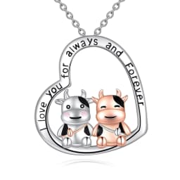image-Cow Gifts Cow Necklace for Women 925 Sterling Silver I Love You Always and Forever
