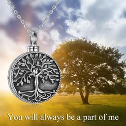image-Tree of Life Urn Cremation Jewelry Necklace for Ashes in Sterling Silver Retro