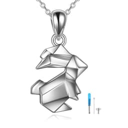 image-Origami Rabbit Bunny Urn Necklace for Ashes in Sterling Silver as Gifts