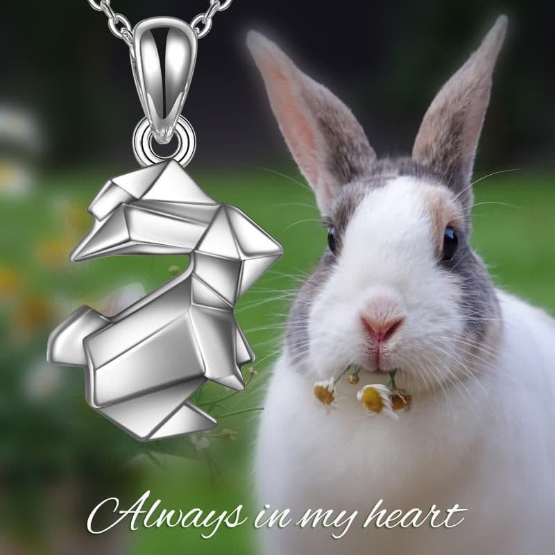 image-Origami Rabbit Bunny Urn Necklace for Ashes in Sterling Silver as Gifts