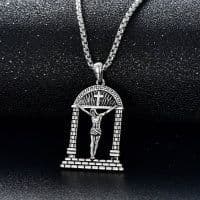 image-Sterling Silver Jesus Suffering Statue Crucifix Pendant Necklace Religious Gift