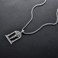 image-Sterling Silver Jesus Suffering Statue Crucifix Pendant Necklace Religious Gift