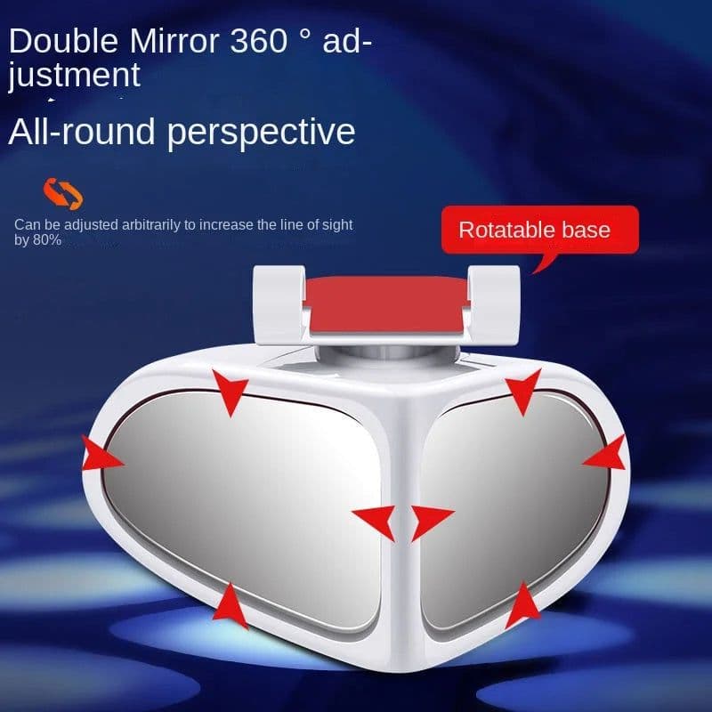 image-Car Reversing Small Round Mirror Front And Rear Wheel Wide-Angle Mirror Double-Sided Auxiliary Rearview 360 Adjustable Wide Angle Side Rear View Mirror For Car