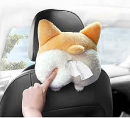 image-Tissue Box Cover Soft Adorable Corgi Butt Shaped Creative Storage Bag Hanging Pouch Tissue Box Wrapper For Car Home