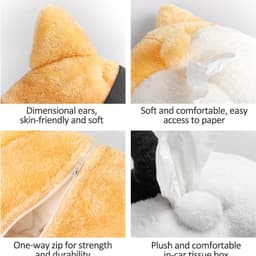 image-Tissue Box Cover Soft Adorable Corgi Butt Shaped Creative Storage Bag Hanging Pouch Tissue Box Wrapper For Car Home