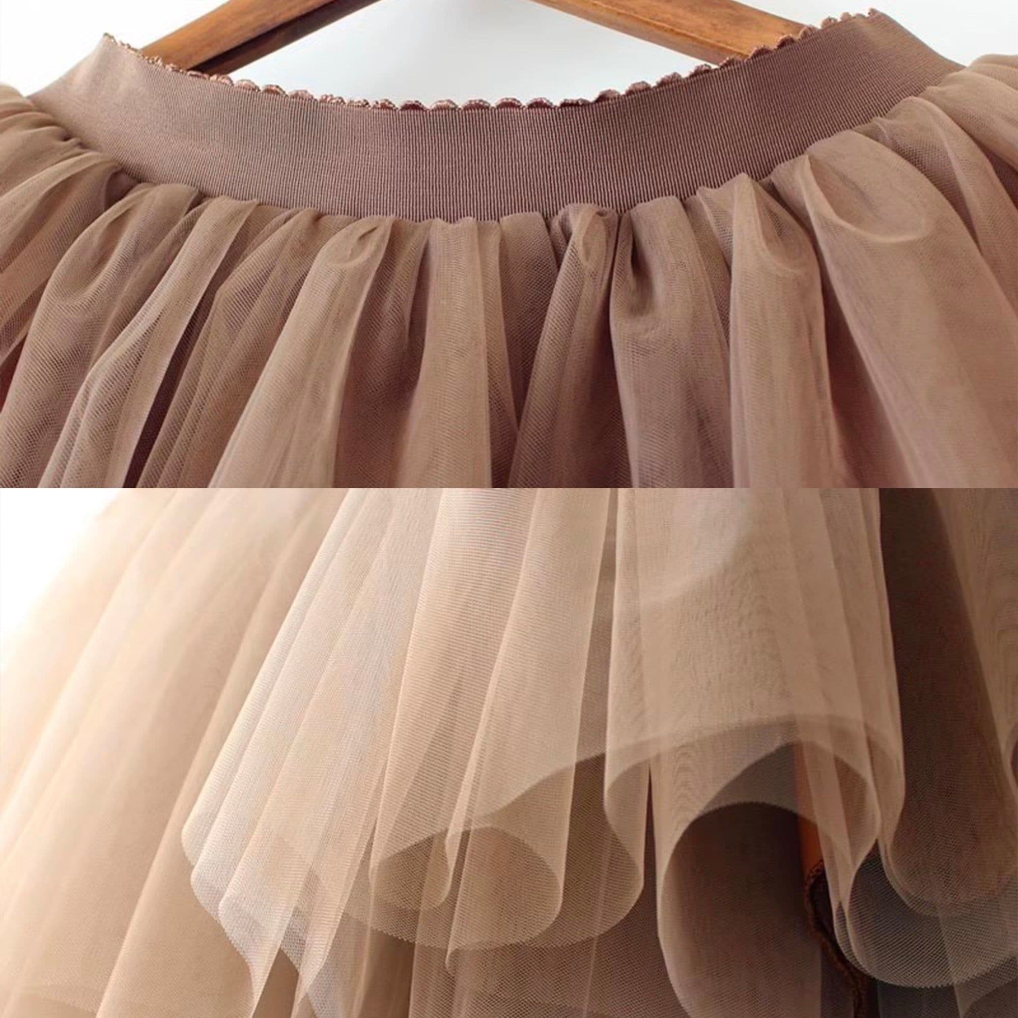image-Black Tulle-Layered High-Waist A-Line Skirt, Women's Tutu Skirt Mesh Splicing Skirt Multi-layer Cake A-line Pleated Skirt Fairy Skirt