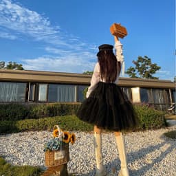 image-Black Tulle-Layered High-Waist A-Line Skirt, Women's Tutu Skirt Mesh Splicing Skirt Multi-layer Cake A-line Pleated Skirt Fairy Skirt