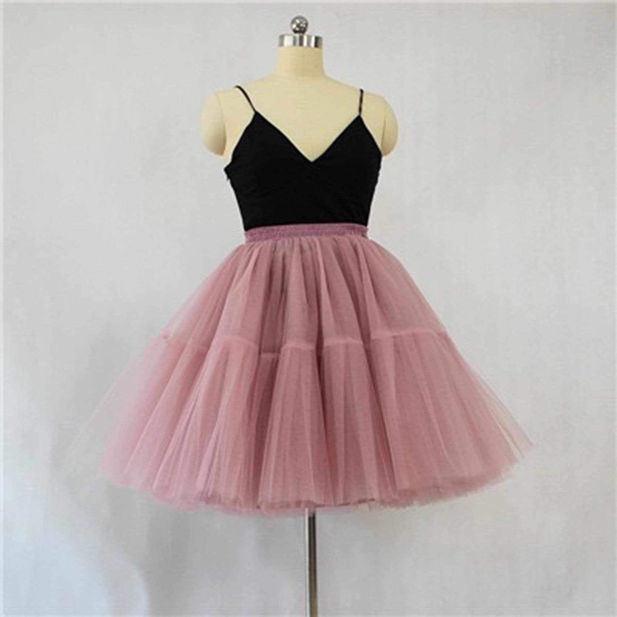 image-Black Tulle-Layered High-Waist A-Line Skirt, Women's Tutu Skirt Mesh Splicing Skirt Multi-layer Cake A-line Pleated Skirt Fairy Skirt
