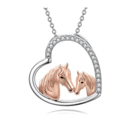 image-925 Sterling Silver Mama and Baby Horse Heart Mother Daughter Necklace for Women