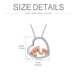 image-925 Sterling Silver Mama and Baby Horse Heart Mother Daughter Necklace for Women