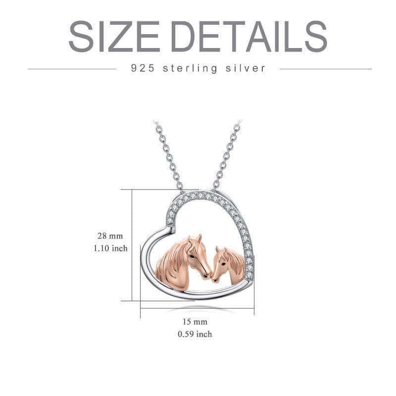 image-925 Sterling Silver Mama and Baby Horse Heart Mother Daughter Necklace for Women