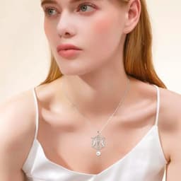 image-Triple Moon Goddess Necklace Amulet Wizard Pendant with Shell Pearl Necklace for Women
