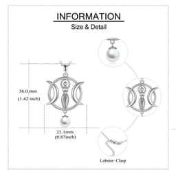 image-Triple Moon Goddess Necklace Amulet Wizard Pendant with Shell Pearl Necklace for Women