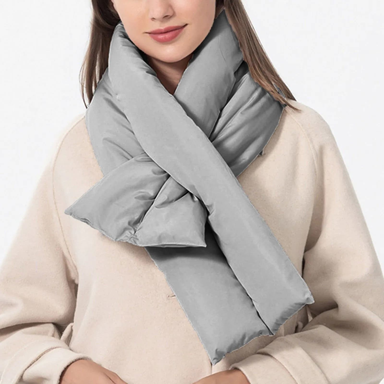image-Men Women Winter Scarves Solid Color Anti Splashing Scarf, Casual Trendy Versatile Cross Neck Scarf Warm Adjustable Thermal Ski Neck
