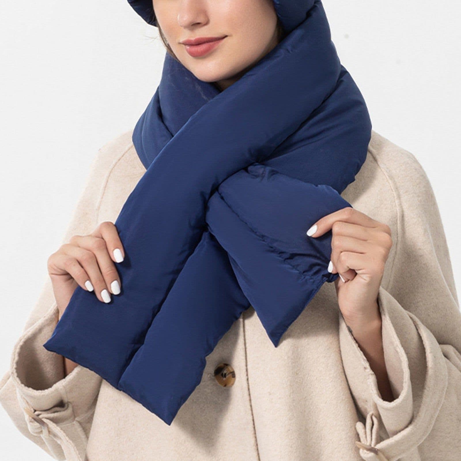 image-Men Women Winter Scarves Solid Color Anti Splashing Scarf, Casual Trendy Versatile Cross Neck Scarf Warm Adjustable Thermal Ski Neck