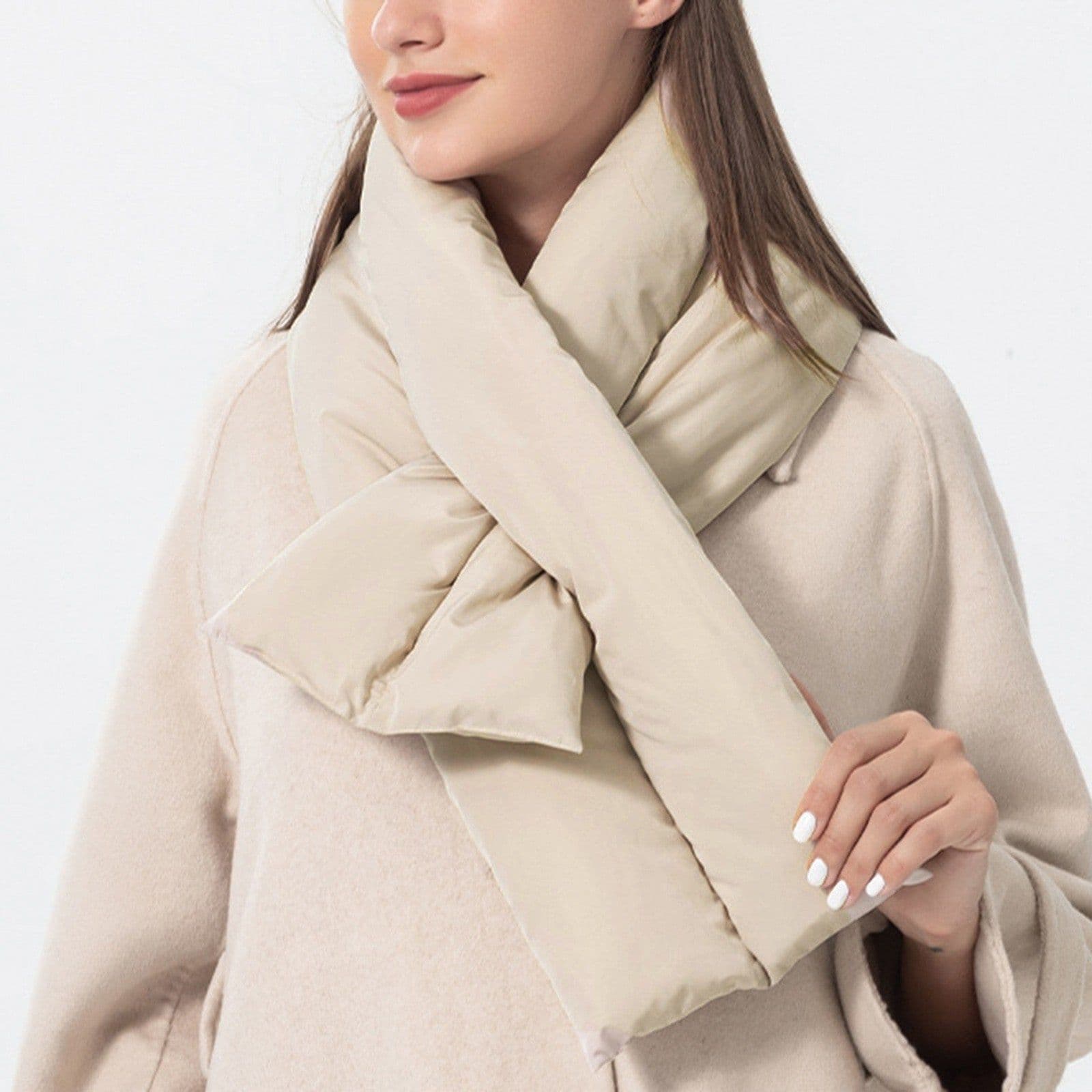 image-Men Women Winter Scarves Solid Color Anti Splashing Scarf, Casual Trendy Versatile Cross Neck Scarf Warm Adjustable Thermal Ski Neck