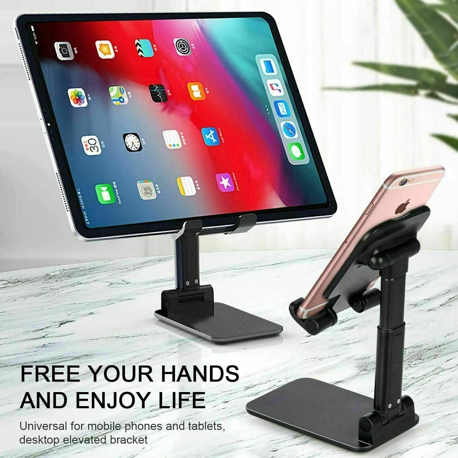 image-Cell Phone Stand Tablet Mount Fordable Desktop Holder Cradle Dock Mobile Phone Phone Holder Stand, Desktop Cell Phone Holder For IPad Tablet Desk Holder