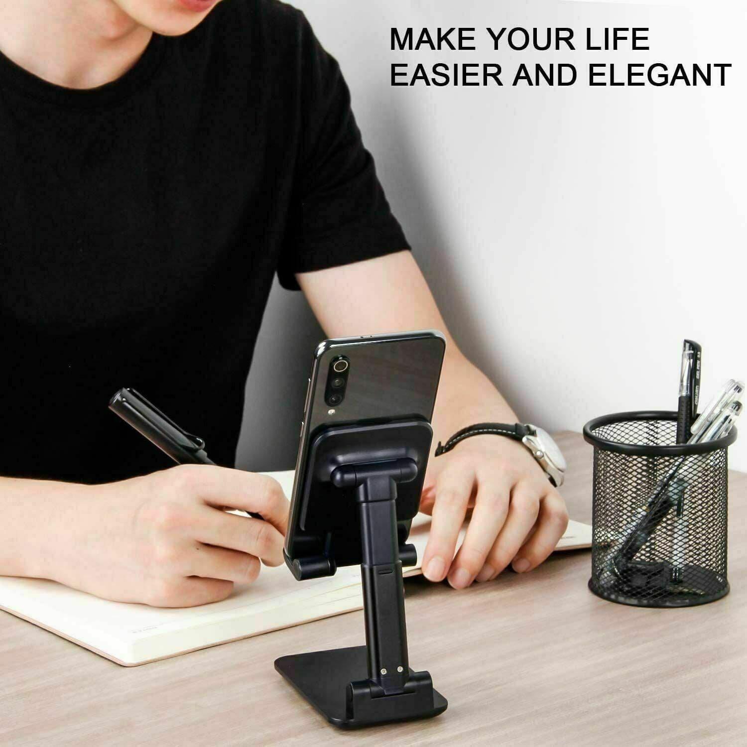 image-Cell Phone Stand Tablet Mount Fordable Desktop Holder Cradle Dock Mobile Phone Phone Holder Stand, Desktop Cell Phone Holder For IPad Tablet Desk Holder