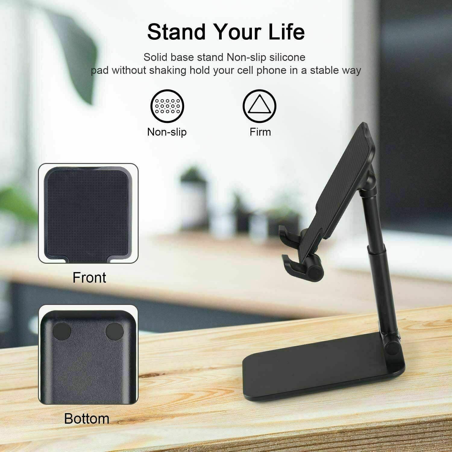 image-Cell Phone Stand Tablet Mount Fordable Desktop Holder Cradle Dock Mobile Phone Phone Holder Stand, Desktop Cell Phone Holder For IPad Tablet Desk Holder