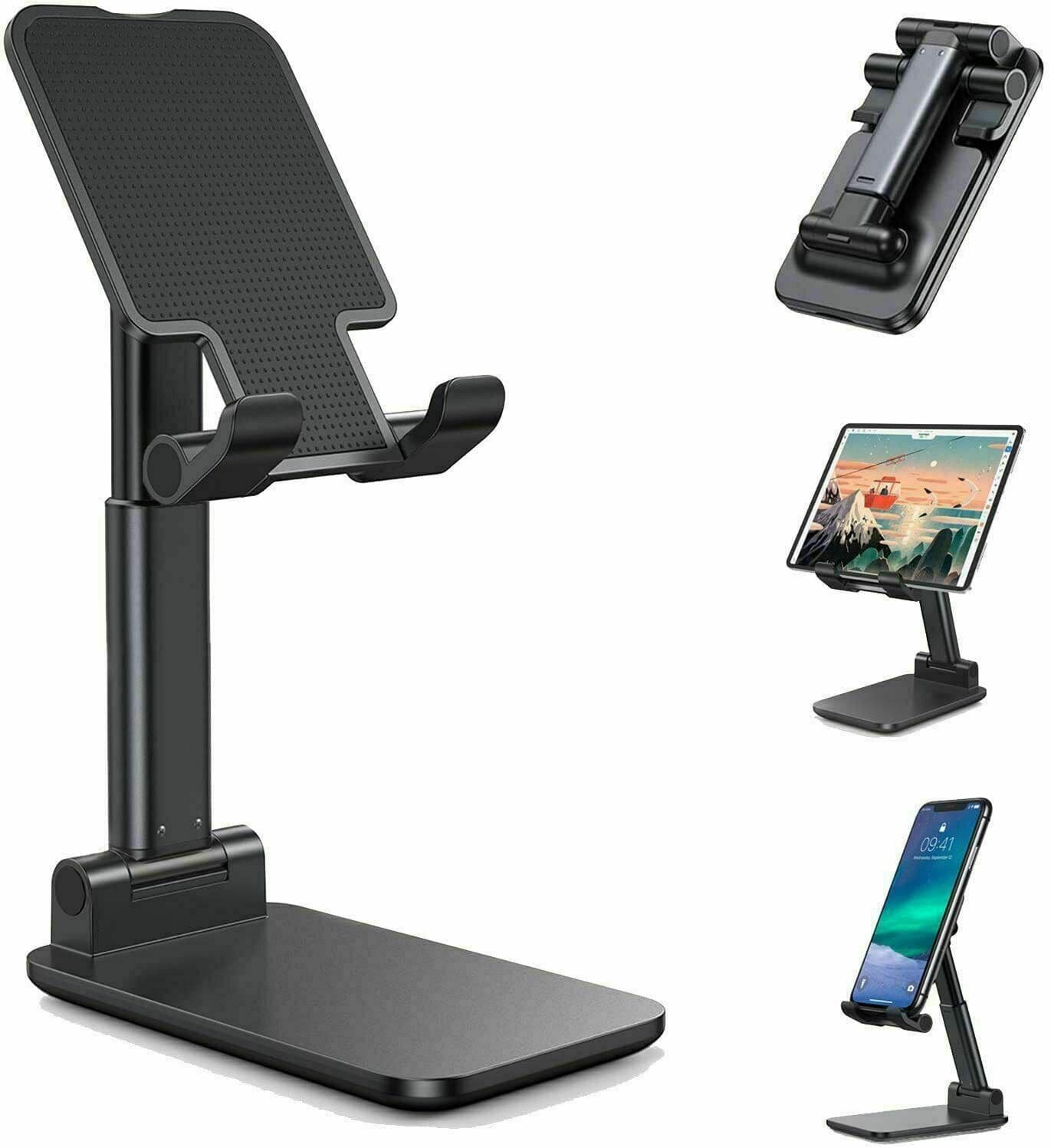 image-Cell Phone Stand Tablet Mount Fordable Desktop Holder Cradle Dock Mobile Phone Phone Holder Stand, Desktop Cell Phone Holder For IPad Tablet Desk Holder