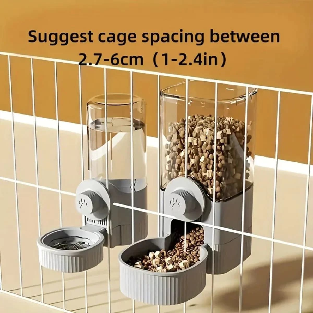 image-1.2L Automatic Pet Feeder Cage Hanging Bowl, Suitable For Small Puppy Cat Rabbit Food Container Dispenser Bowl