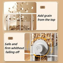 image-1.2L Automatic Pet Feeder Cage Hanging Bowl, Suitable For Small Puppy Cat Rabbit Food Container Dispenser Bowl