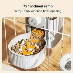 image-1.2L Automatic Pet Feeder Cage Hanging Bowl, Suitable For Small Puppy Cat Rabbit Food Container Dispenser Bowl