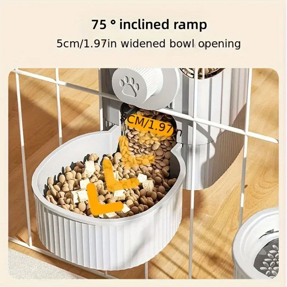 image-1.2L Automatic Pet Feeder Cage Hanging Bowl, Suitable For Small Puppy Cat Rabbit Food Container Dispenser Bowl