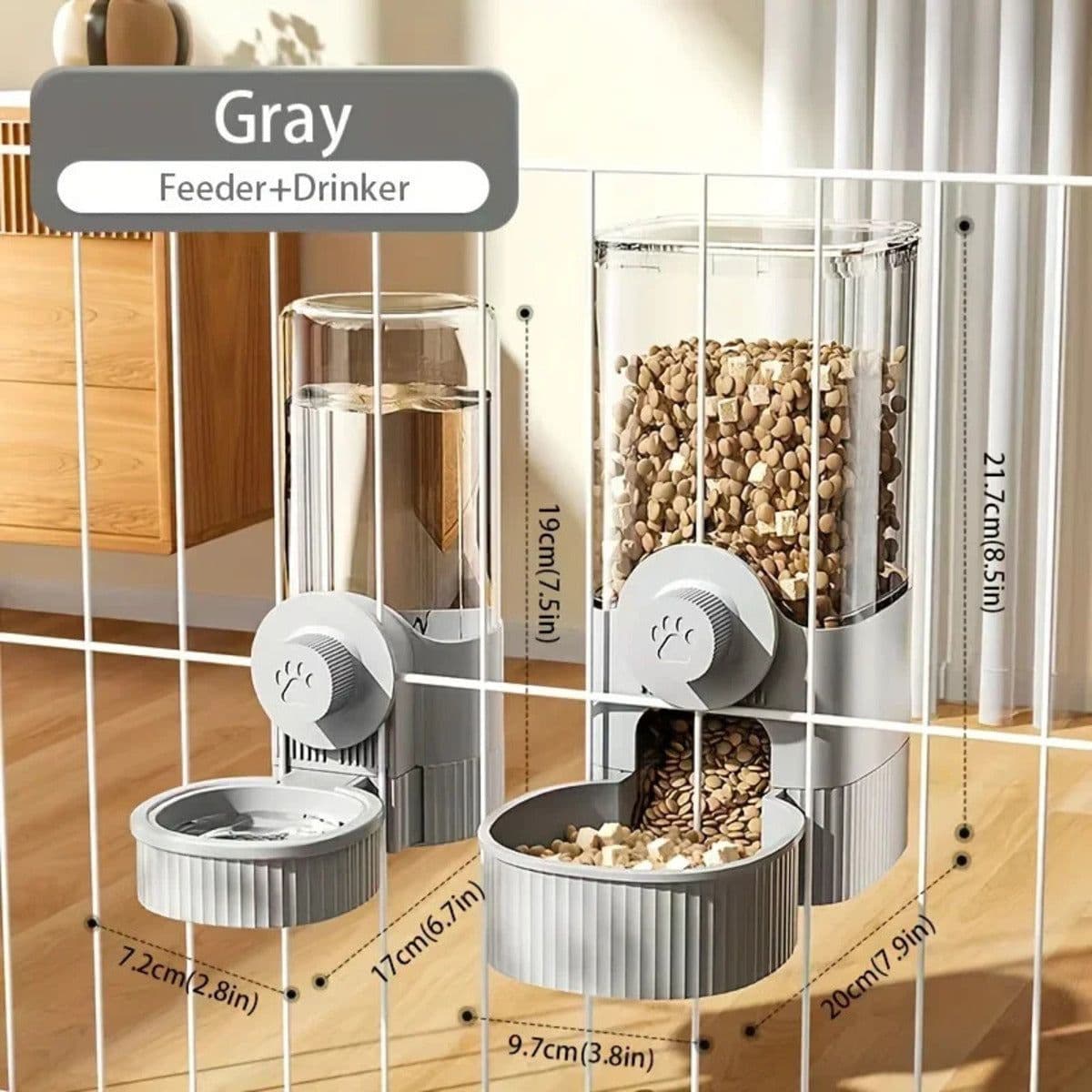 image-1.2L Automatic Pet Feeder Cage Hanging Bowl, Suitable For Small Puppy Cat Rabbit Food Container Dispenser Bowl