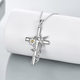 image-Hummingbird Cross Necklace Gifts for Women Sterling Silver