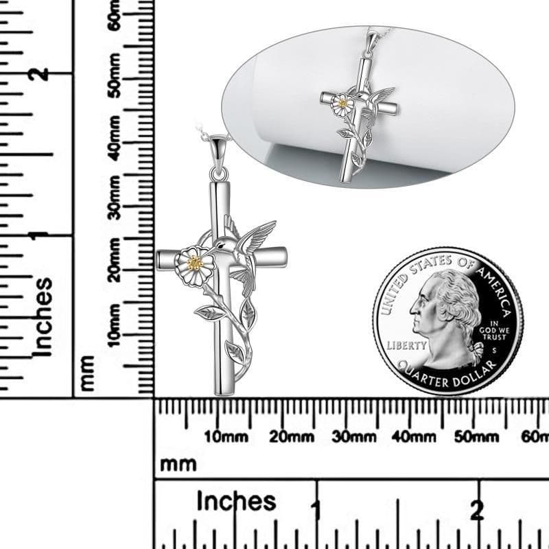 image-Hummingbird Cross Necklace Gifts for Women Sterling Silver