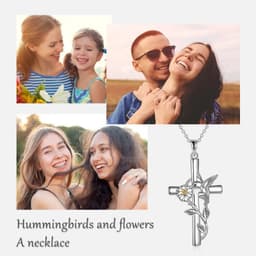 image-Hummingbird Cross Necklace Gifts for Women Sterling Silver