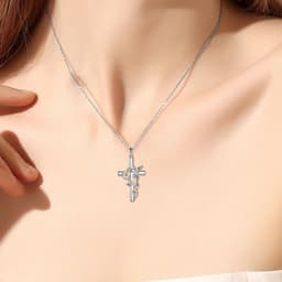 image-Hummingbird Cross Necklace Gifts for Women Sterling Silver