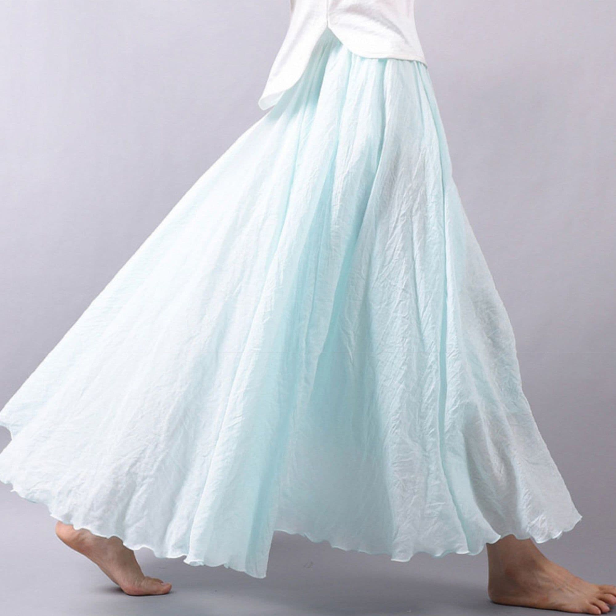 image-Cotton Linen Style Skirt, Soft And Flowing Skirt, Travel Skirt, Beach Skirt, Gift For Daughter, Pink Skirt, Custom Size