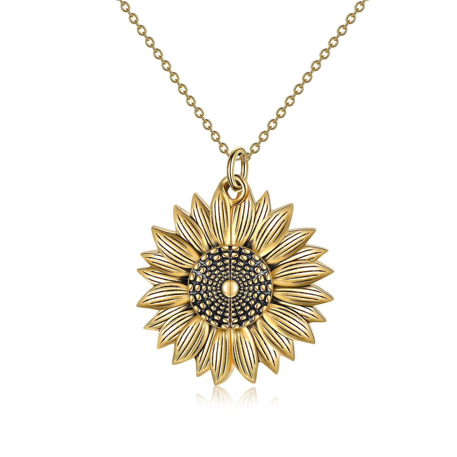 image-925 Sterling Silver Sunflower Photo Locket Necklace You Are My Sunshine Engraved Pendant
