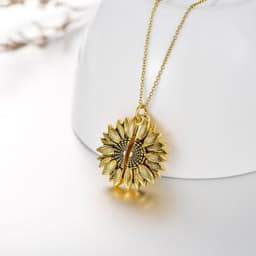 image-925 Sterling Silver Sunflower Photo Locket Necklace You Are My Sunshine Engraved Pendant