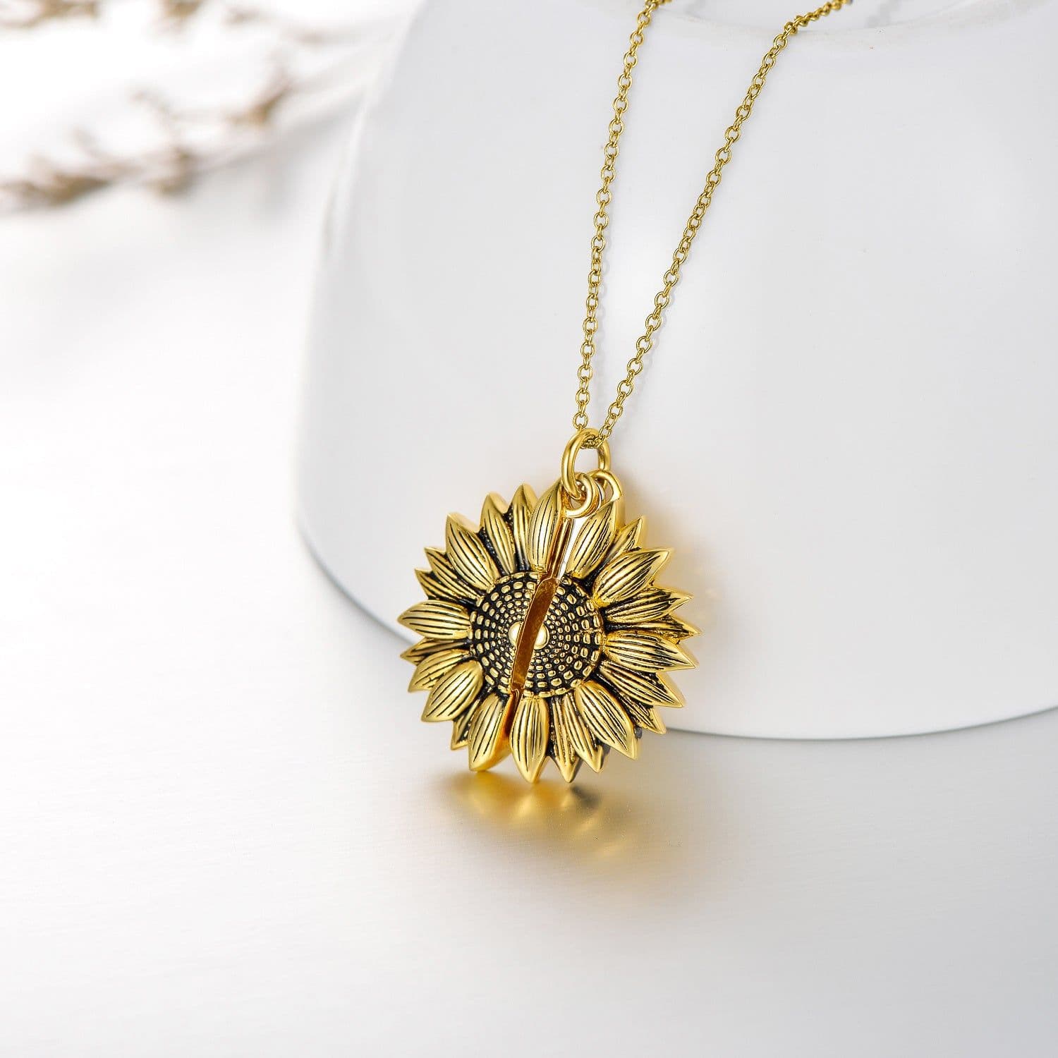 image-925 Sterling Silver Sunflower Photo Locket Necklace You Are My Sunshine Engraved Pendant