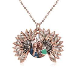image-925 Sterling Silver Sunflower Photo Locket Necklace You Are My Sunshine Engraved Pendant