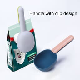image-Pet Food Scoop With Ergonomic Bag Clip Handle For Cats Puppies And Small Dogs Measuring Scoop Dog Food Scoop, Plastic Measuring Cup Pet Food Feeding 1 Cup Spoon Long Handle With Clip For Dogs Cats