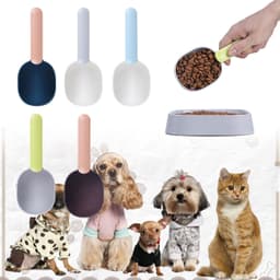 image-Pet Food Scoop With Ergonomic Bag Clip Handle For Cats Puppies And Small Dogs Measuring Scoop Dog Food Scoop, Plastic Measuring Cup Pet Food Feeding 1 Cup Spoon Long Handle With Clip For Dogs Cats