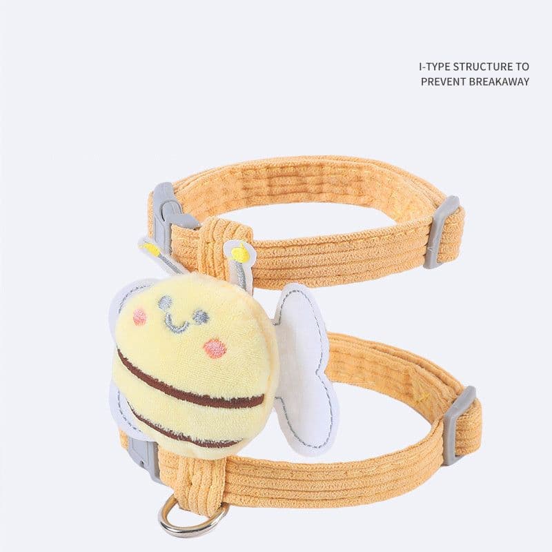 image-Cat Harness Leash Set With Cute Bee Plaid Cats Escape Proof - Adjustable Kitten Harness For Large Small Cats, Lightweight Soft Petsafe Harness Yellow Plaid Bee