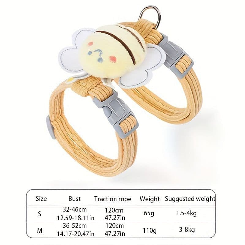 image-Cat Harness Leash Set With Cute Bee Plaid Cats Escape Proof - Adjustable Kitten Harness For Large Small Cats, Lightweight Soft Petsafe Harness Yellow Plaid Bee