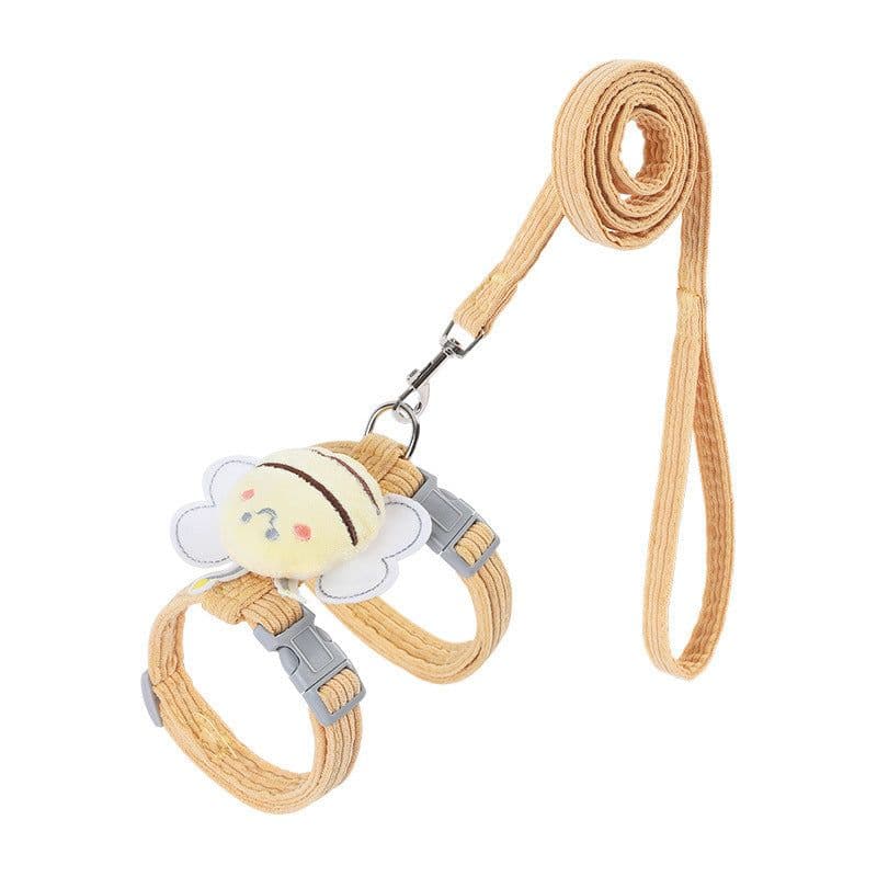 image-Cat Harness Leash Set With Cute Bee Plaid Cats Escape Proof - Adjustable Kitten Harness For Large Small Cats, Lightweight Soft Petsafe Harness Yellow Plaid Bee